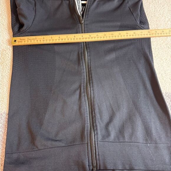 levelwear jacket Womens Sz M Mid layer Ribbed knit full zip Breaker Nylon Black - Picture 6 of 13